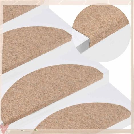 355251 Tapis d'escalier auto-adhésifs 10 pcs beige 65x22,5x3,5 cm (1/5)