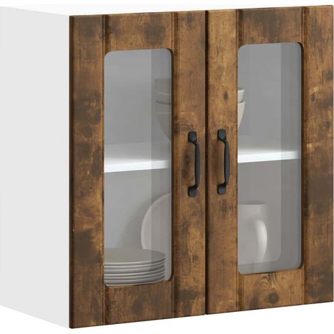 Küchen-Hängeschrank mit Glastür Lucca Räuchereiche Holzwerkstoff
