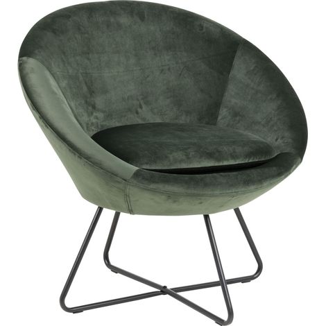 Cenna Fauteuil, vert sapin, métal noir. (1/3)