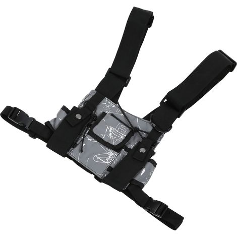 Veste tactique réfléchissante avec poches pour talkie-walkie et équipement ajustable. (1/5)