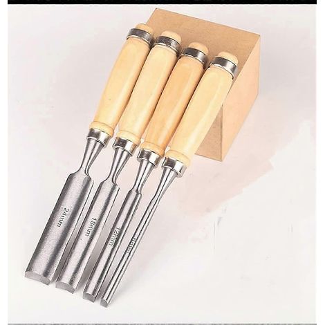 Ensemble de ciseaux à bois semi-circulaires de 6, 12, 18 et 24 mm pour la sculpture (taille de la lame : 4 pièces, type de lame : ciseau demi-rond) (1/4)