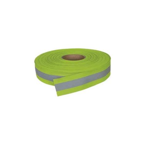 Cinta retroreflectante de coser bicolor Amber. Cinta alta visibilidad para ropa de trabajo.  Verde fosforescente