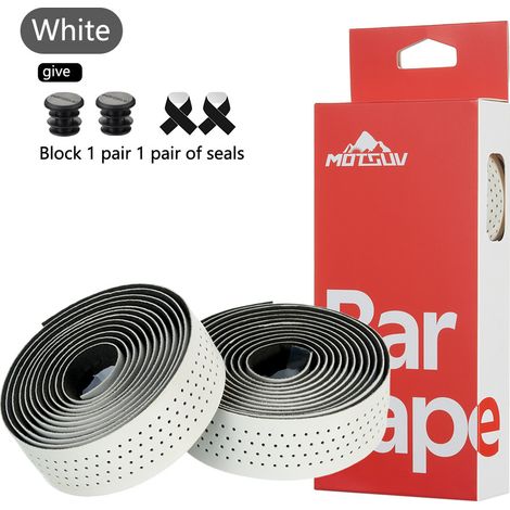 Blanc Sangles de guidon, sangles pour guidon de course, sangles antidérapantes pour vélo, sangles de guidon perforées, équipement de cyclisme résistant à l'usure et antidérapant (1/5)