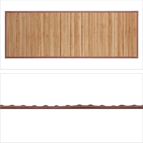 Tappetino da bagno in bambù naturale 61 x 122 cm antiscivolo design caldo in bambù marrone 130005433