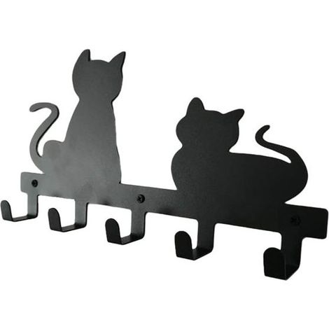 Kreativer Wandhaken mit Cartoon-Katze, personalisierter Wandbehang, Seil mit schwarzer Katze, Eisenhaken für Mantel und Hut einer schwarzen Katze, Wandbehang (1/5)