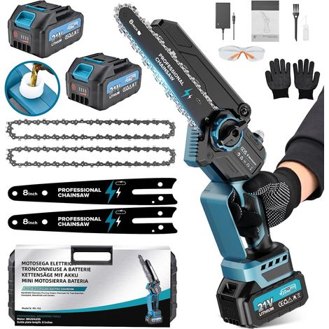 2 Mini Tronçonneuse, Moteur Brushless, Batterie 21V, Guide-chaîne 8 Pouces, Pour Élagage Jardin (1/5)
