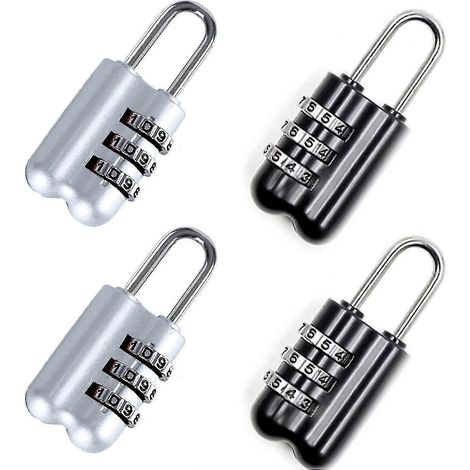 Lot de 4 cadenas à combinaison, cadenas de sécurité à combinaison, idéal pour l'école, l'extérieur, les armoires de rangement, les boîtes à outils, les bagages, etc. (1/5)