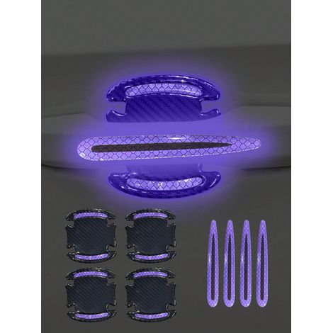Autocollant réfléchissant pour poignée de porte de voiture, 8 pièces, pour 4 poignées de porte, couleur violette (1/4)