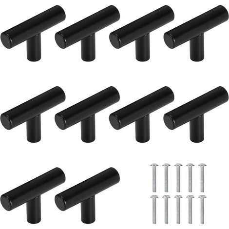 Poignée Tiroir - Acier Inoxydable Noir - Monotrou 10 mm - Pour Meuble Cuisine Bureau Salle De Bain - Lot De 10