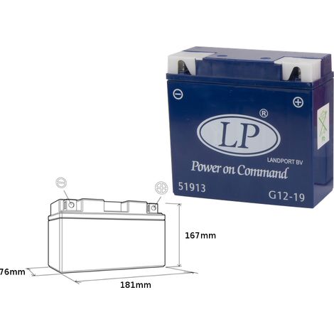 Batteria Landport L12-19 12V 21Ah al gel per BMW, senza manutenzione, ad acido libero.