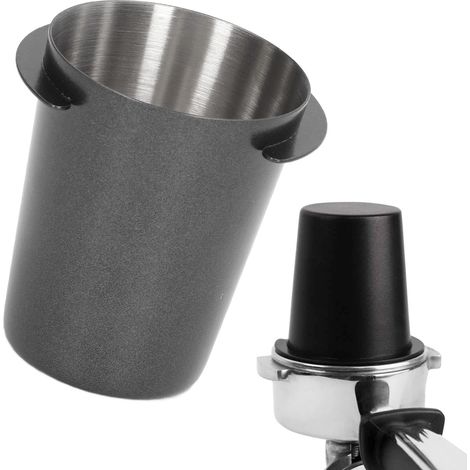 58 mm polierte Edelstahl-Kaffeekapsel mit schwarzem Pulverspender, 120 ml (1/5)
