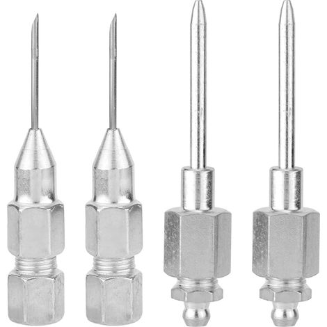 4pcs Kit de Buse d'Aiguille pour Pistolet à Graisse, 2 Distributeurs d'Aiguilles Pistolet Graisse 2 Aiguilles d'Injecteur Graisse Buse Pistolet Graisse pour Filetages NPT de 0,3 cm (1/5)