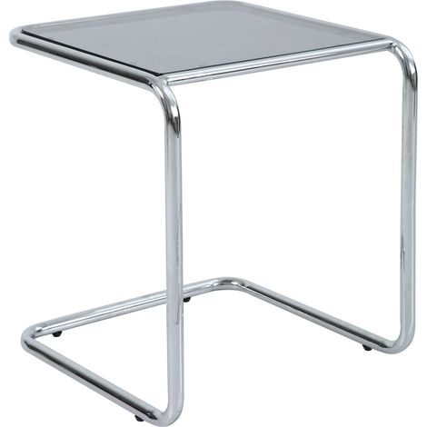 Table basse carrée L50 cm en métal et en verre noir
