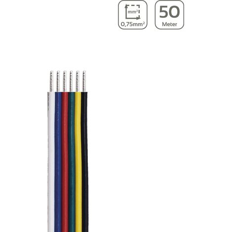 LED Kabel RGB+CCT 6-polig - Querschnitt: 6x0,75mm² / AWG18 - Länge: 50m