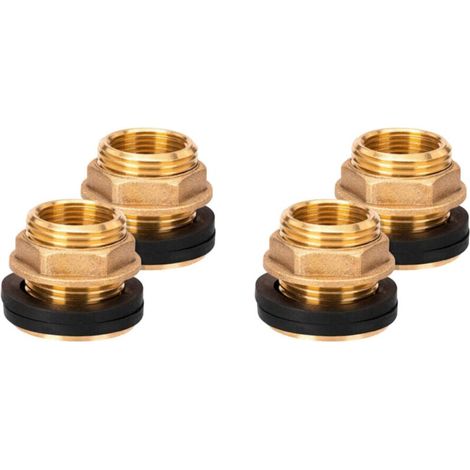 4pcs 3/4 Pouces Passage pour Citerne de Pluie, Traversée de Paroi en Laiton avec Joint en Caoutchouc, Raccord Citerne Eau de Pluie (1/5)