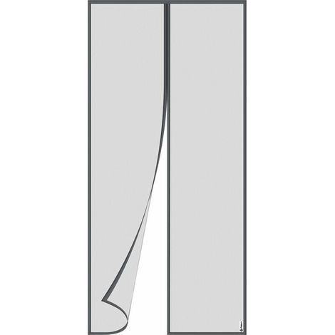 Moustiquaire magnétique pour porte, 36 x 82 pouces (90 x 210 cm), rideau anti-moustiques et mouches, couleur gris, pour portes et fenêtres (1/4)