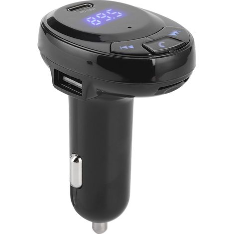 Kit Bluetooth Voiture BT09 12V FM Transmetteur MP3, Chargeur USB-C Rapide PD 18W, Mains Libres, Noir (1/4)