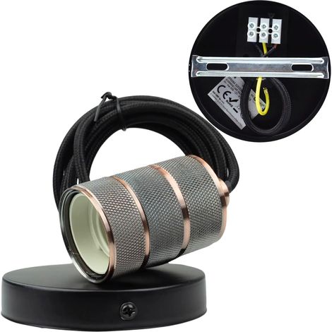 Lámpara de techo colgante, 2 m, E27, 60 W, roja, cobre. (1/5)