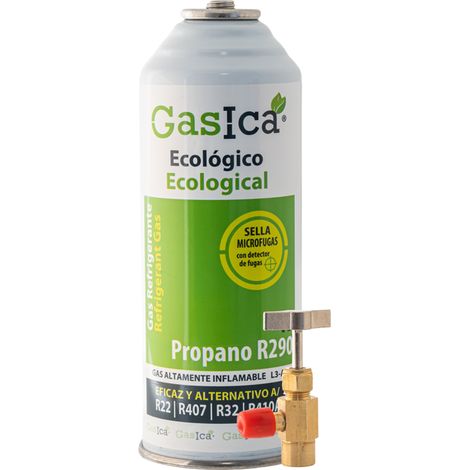 GASICA V2 226g  Sustituto Orgánico R22 R407C R410A R32  Incluye Válvula  Gas Ecológico para Split y Cámaras Frigoríficas