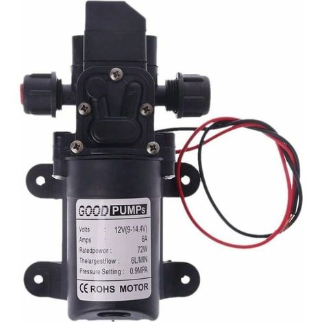 Green Mobility - 12V DC 60W 130 FT 6 L/min Hochdruckwasserpumpe für Wohnmobile, Membran-Ansaugpumpe (Spannung: 12V) (1/5)