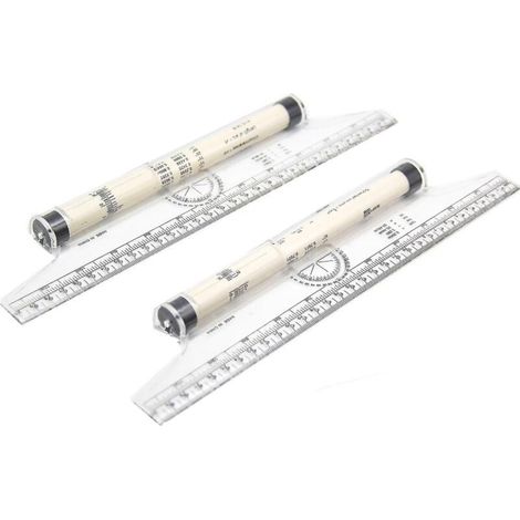 Règle roulante de mesure en plastique, paquet de 2, règle roulante de mesure multifonctionnelle, règle à rouleau de dessin, 12 pouces (1/4)