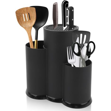 Bloque universal 3 en 1 para cuchillos, soporte para cuchillos de cocina, almacenamiento redondo para cuchillos de cocina, soporte para cuchillos y utensilios, estante para utensilios de cocina, sopor (1/5)