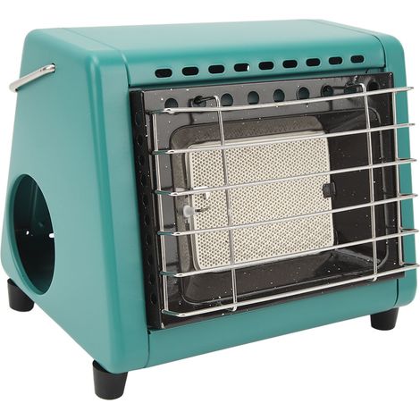 Chauffage à gaz portable multifonctionnel à allumage électronique, fonctionnant au butane, idéal pour le camping et les voyages en plein air (vert). (1/5)