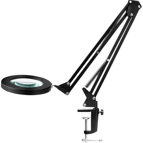 Lámpara de mesa con lupa Glow 308 LED, color negro, con conexión USB. (1/3)