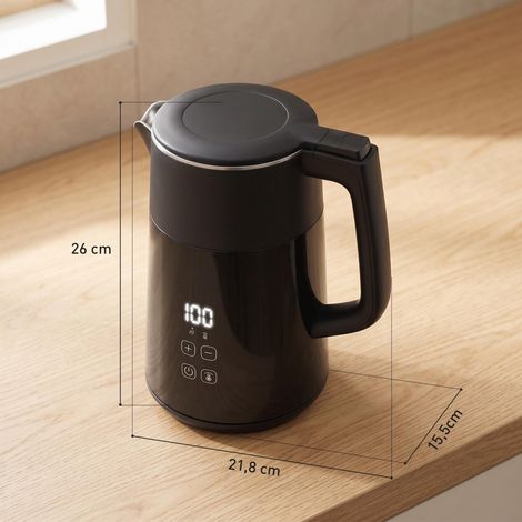 Bouilloire électrique 1,7 L, ébullition rapide, 2 200 W, avec affichage LED, fonction maintien au chaud, protection contre la surchauffe, sans PTFE (1/5)
