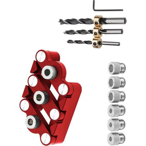 Gabarit à bois auto-centrant en alliage d'aluminium avec jauge de cheville multi-trous pour un alignement et un positionnement précis Guide de perçage du bois réglable (1/5)