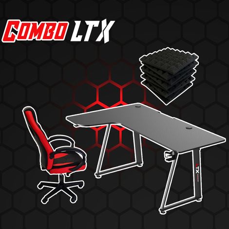 Postazione Gaming LTX Rosso - RTX Sedia gaming ufficio scrivania tavolo pannelli fonoassorbenti set (1/5)