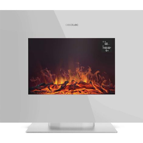 Caminetto Elettrico Decorativo Cecotec 26” con Telecomando ReadyWarm 2710 Design Flames White. Potenza Massima 2000W