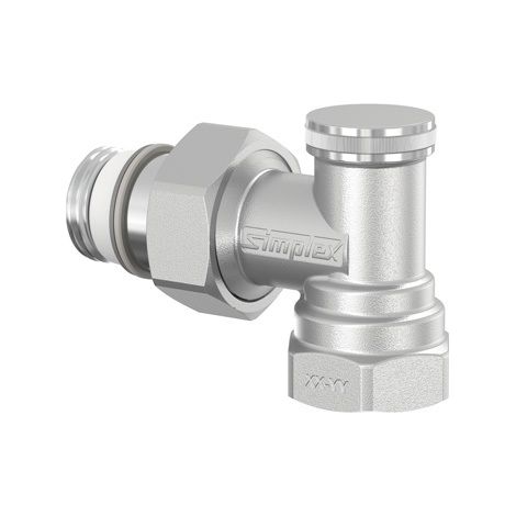 Eck-Rücklaufventil 1/2 Zoll x 1/2 Zoll mit 1/2 Zoll Halbverschraubung, vernickelt STANDARD (1/3)