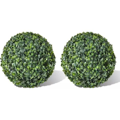 Boules de buis artificielles 35 cm – Lot de 2 – Résistantes aux intempéries et UV – Pour décoration intérieure et extérieure (1/5)