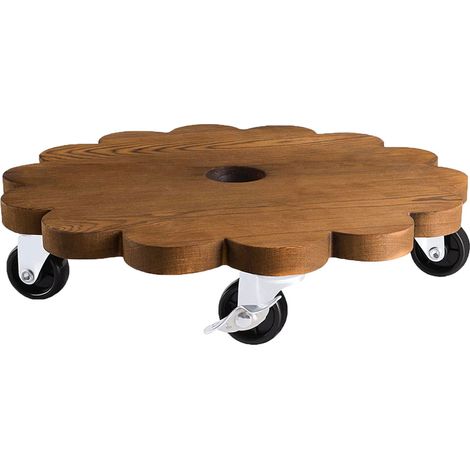 Support pour plantes en bois avec roulettes, robuste, pour pots (1/5)