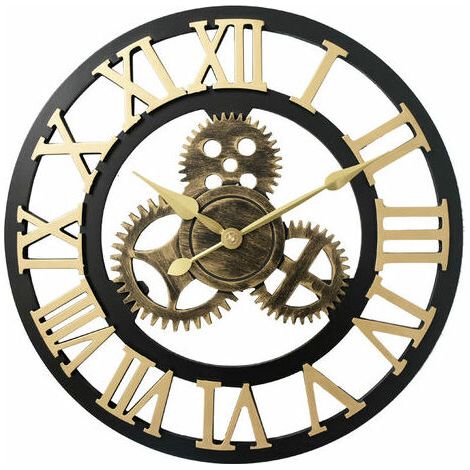 royaluxe - Horloge Murale Extérieure 40cm Jardin Vintage Étanche Rétro Industriel Coutil (Gold Rome) (1/3)