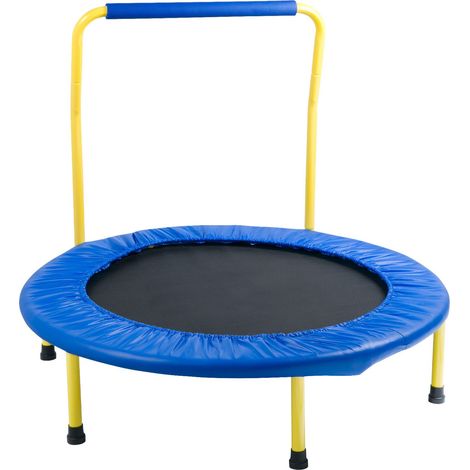 Trampoline enfant 91,4 cm pliable avec poignée mousse, intérieur/extérieur pour tout-petits dès 3 ans, cadeau anniversaire récréatif (1/5)