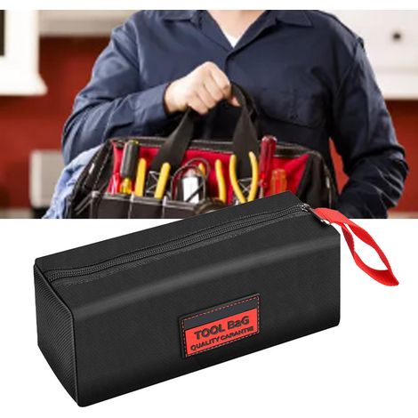 Sac à outils pour quincaillerie, sac de rangement pour électricien, épais, robuste, résistant à l'usure, portable, sac de réparation en toile monocouche de taille moyenne. (1/5)