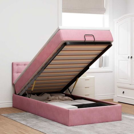 vidaXL Lit ottoman avec matelas et LED rose 80x200cm velours (1/5)