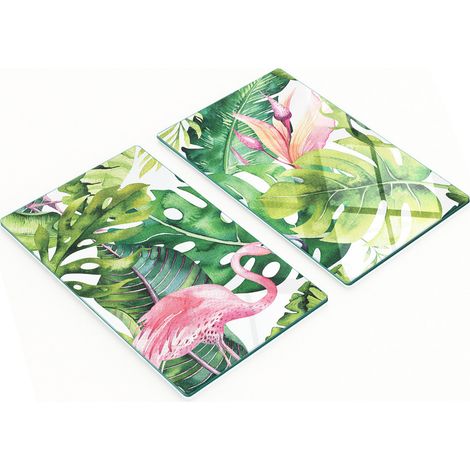Tableros de vidrio elegantes y duraderos con estampado de plantas tropicales, 2x30x52 cm.
