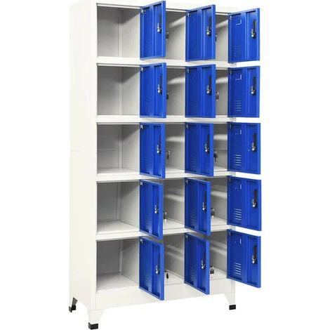 Armoire de Rangement en Acier, 90x40x180 cm, Gris et Bleu, avec Étagères Intérieures, Placard de Stockage Robuste pour Bureau ou Garage (1/5)