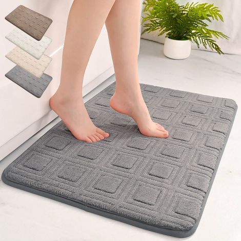 Tapis De Bain - Mousse À Mémoire De Forme - Absorbant Et Anti-dérapant - Pour Porte De Salle De Bain Ou Sol - 50 X 80 Cm - 1 Pièce (1/5)