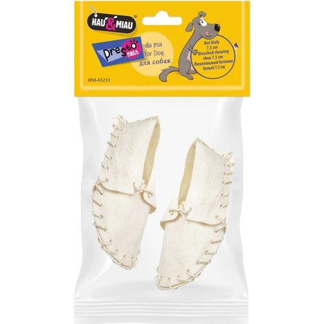 Hundeleckerli in Schuhform, weiß, Woof&Miau, 7,5 cm, 2 Stück.