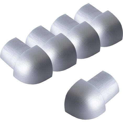 Dalsys Außeneck für Fliesenschiene Aluminium (eloxiert) Viertelkreisprofil, Fliesenprofil - 10mm, 5 Stück Silber matt