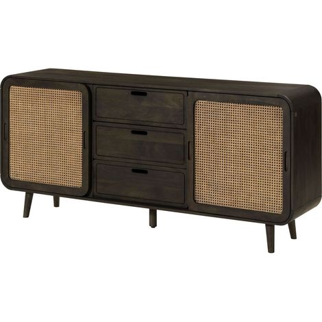 Sideboard Mango 180x40x80 dunkelgrau lackiert VALENCIA 219