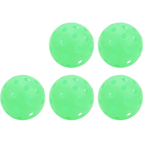 Balles de pickleball 40 trous, lumineuses, 74 mm, vertes, pour terrains extérieurs. (1/5)