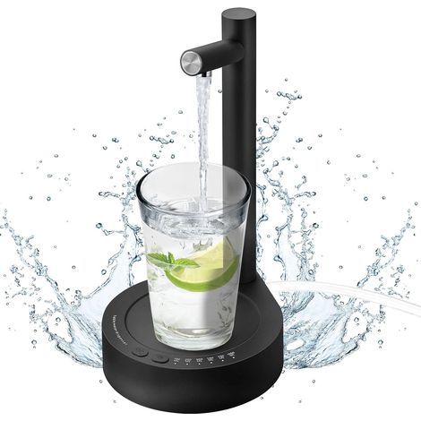 Distributeur D'eau de Bureau, Pompe à Eau Électrique Amovible à 6 Niveaux De Débit, Avec Plateau, Potable USB Chargeant La Pompe à Eau pour Bouteilles Universelles De 5 Gallons (Noir) (1/5)