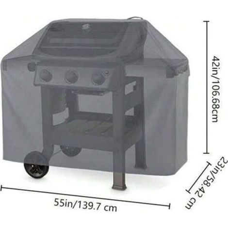 Housse imperméable pour barbecue à gaz, 139,7 x 59 x 107 cm, en tissu Oxford 420D gris, 100 % imperméable. (1/5)