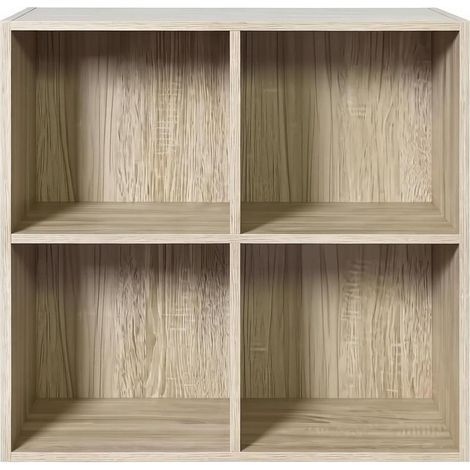 Scaffale cubo aperto a 4 scomparti in legno ingegnerizzato colore rovere (1/5)