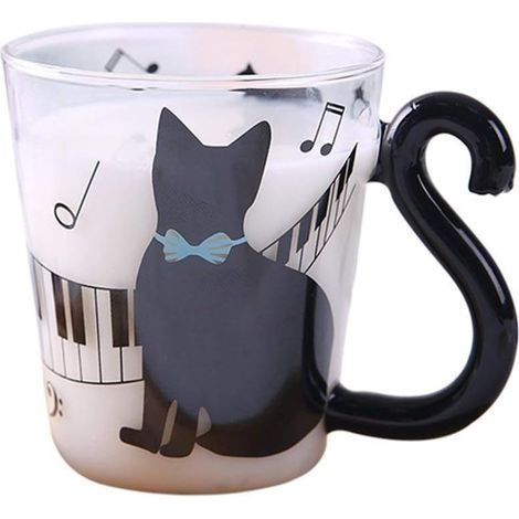 Mug en verre mignon créatif chat chaton tasse à thé tasse de lait tasse à café bleu (1/5)